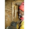 Dieser Stalagmit wurde von einer Sinterdecke vom Tropfwasser abgeschnitten